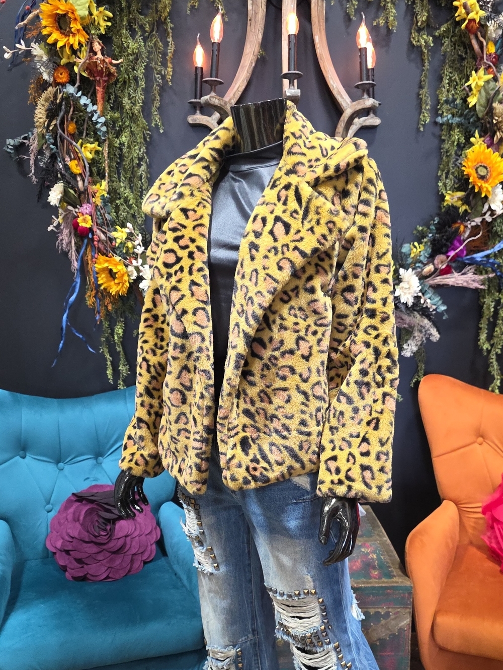 Favlux Soft Leopard Print Teddy Jacket